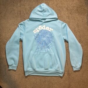 Sp5der Light Blue Men's Hoodie *SCREEN PRINTED DESIGN*